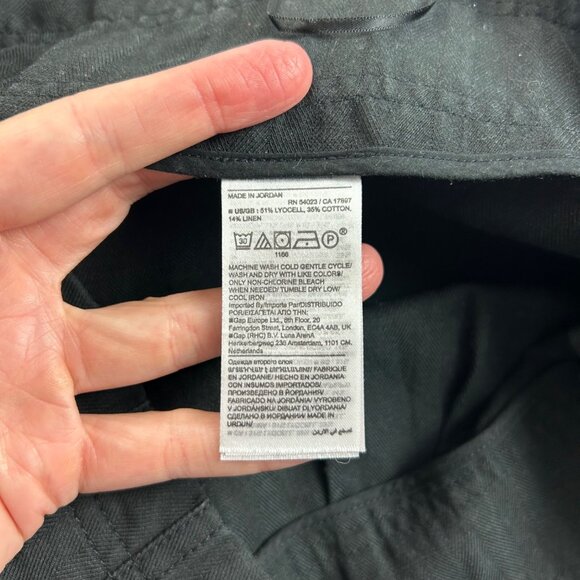 Banana Republic Black Canvas Ultra High Rise Wide Leg Side Zip Trouser Pant 2 - Picture 5 of 7